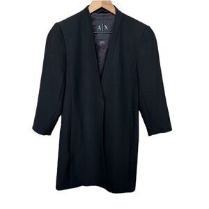 A/X Armani Exchange Black Longline Blazer Jacket Single Button 3/4 Sleeve Small